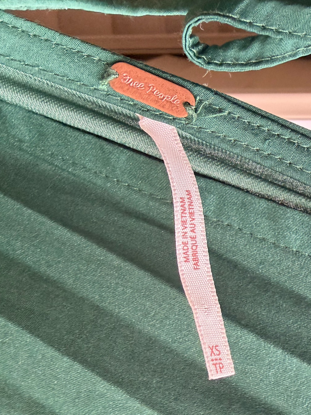 🆕🌲Free People Emerald Boho Mini Dress Tie Front Flowy Tunic Festival Resort XS - Picture 14 of 16